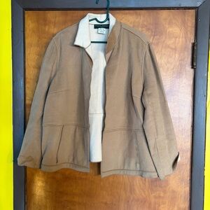 Harve Bernard Holtzman Brown Open Front Jacket Wool Blend Size 18W